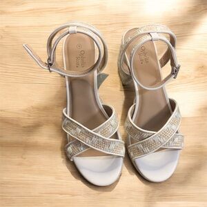 Ophelia & Rose Elegant White and Tan Heels